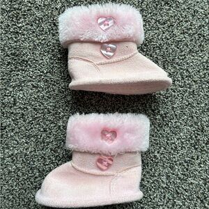 Koala Baby Baby Girl Pink Heart Button Boots, Size 1